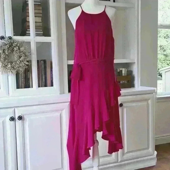 CECE Spaghetti Strap Asymmetrical Ruffle Dress - Picture 1 of 11